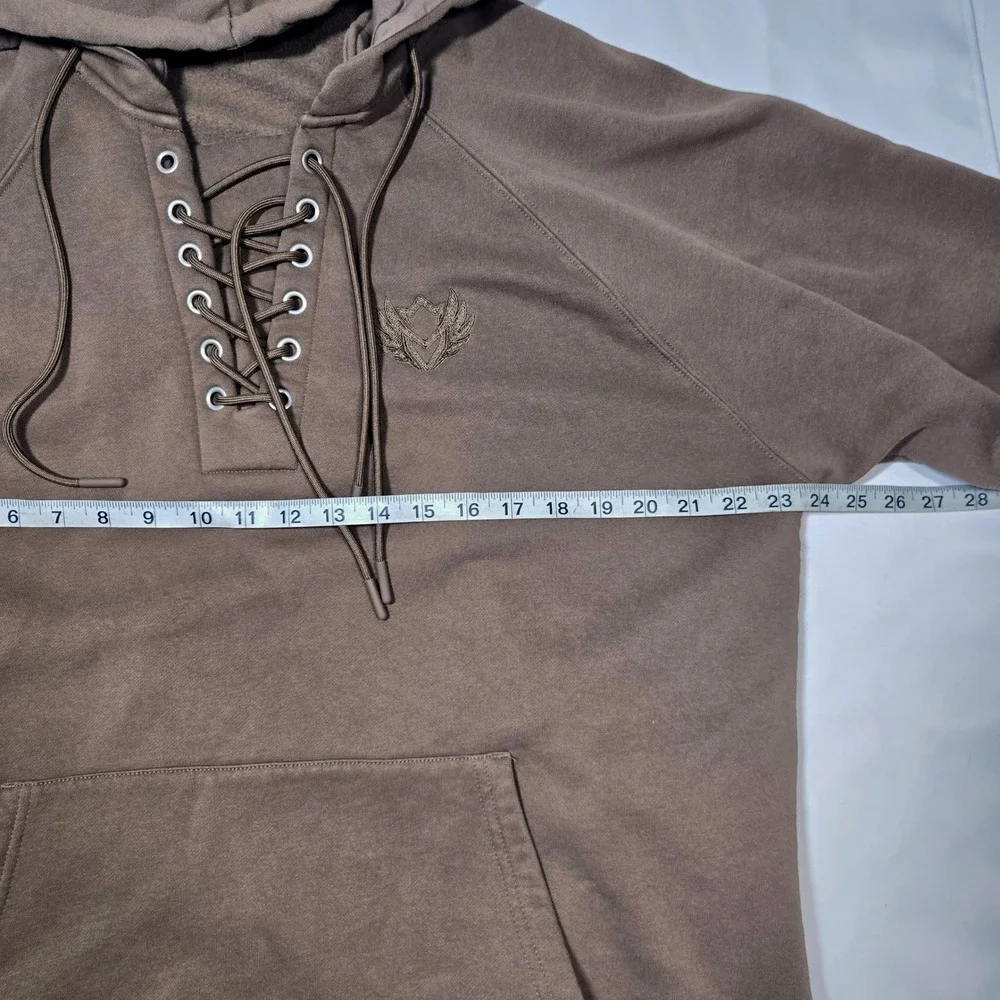 Dungeons Dragons Universal Studios Hoodie 2XL Brown Lace Up Neck Embroidered DnD